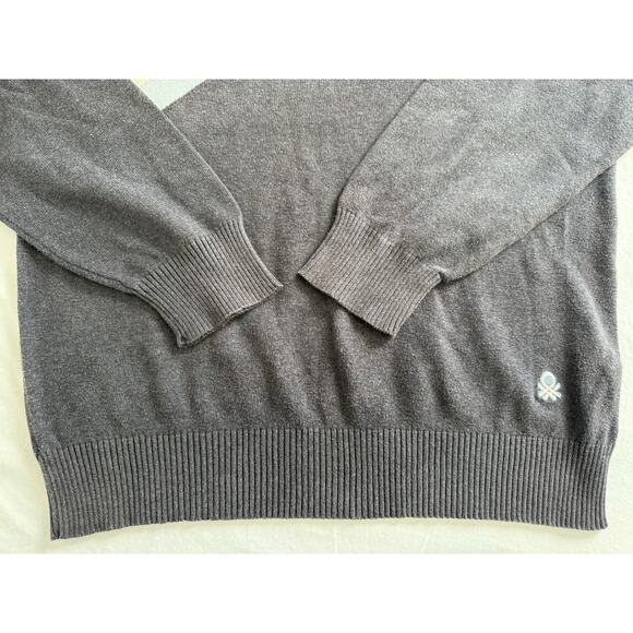 Stile Benetton Unisex Sweater Gray Blue White‎ Size MED 100% Cotton - Picture 4 of 10